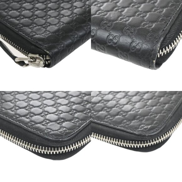 GUCCI Micro Guccissima GG Pattern Zip Around Long Wallet Leather Black - Picture 15 of 15